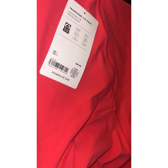 Athleta Womens L Transcend High Rise 7/8 Legging Coral/Pink 23" Inseam - Picture 6 of 7